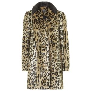 Topshop Faux Fur Leopard Swing Coat XS US2